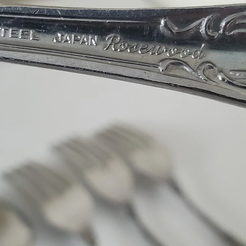 DEL-CO Rosewood Stainless Steel Flatware Set 9 Pcs Japan Forks Knives Spoon
